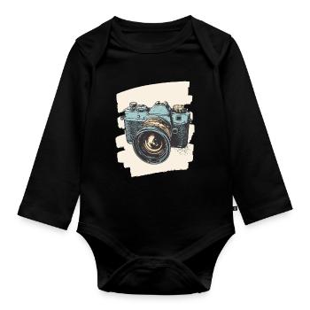 Camera Photo Camera Photographer Female Photographer - Organic Longsleeve Baby Bodysuit - black - Front