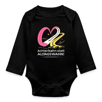 Roller coaster instead of everyday mania - Organic Longsleeve Baby Bodysuit - black - Front