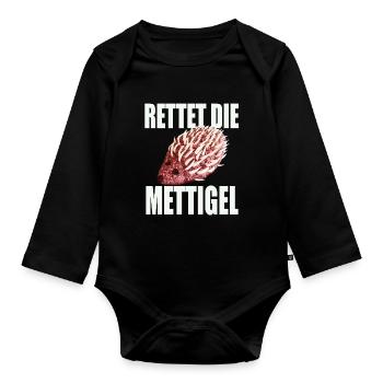 Save the Mettigel - Organic Longsleeve Baby Bodysuit - black - Front
