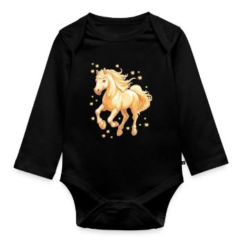 Cheval avec des étoiles - Body Bébé bio manches longues - noir - Devant