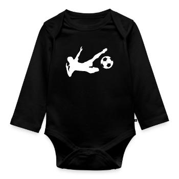Silhouette minimaliste joueur de football - Body Bébé bio manches longues - noir - Devant