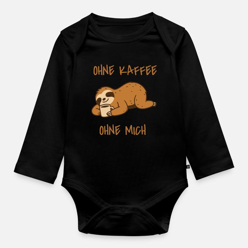 Sloth Without Coffee Without Me - Organic Longsleeve Baby Bodysuit - black