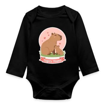 mother kapibara - Organic Longsleeve Baby Bodysuit - black - Front