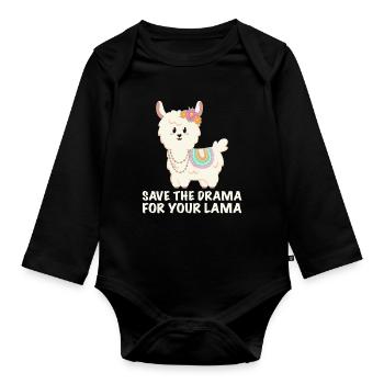 Gardez le drame pour votre lama - Body Bébé bio manches longues - noir - Devant