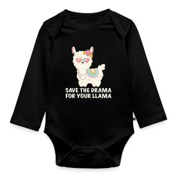 Gardez le drame pour votre lama - Body Bébé bio manches longues - noir - Devant