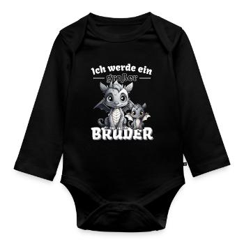 Nachwuchs Verkünden | Ich Werde Großer Bruder 2027 - Baby Bio-Langarm-Body - Schwarz - Vorne