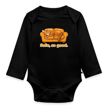 Sofa, So Good Cat Nap - Organic Longsleeve Baby Bodysuit - black - Front