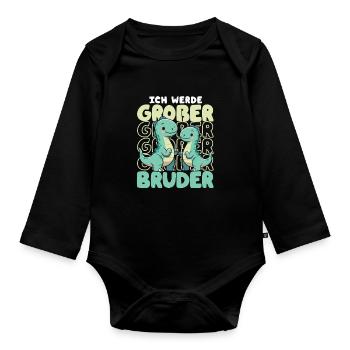 Nachwuchs Verkünden | Ich Werde Großer Bruder 2027 - Baby Bio-Langarm-Body - Schwarz - Vorne