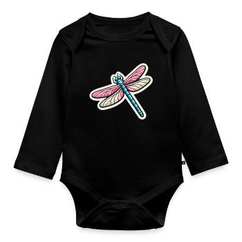 Libellule au pastel - Body Bébé bio manches longues - noir - Devant