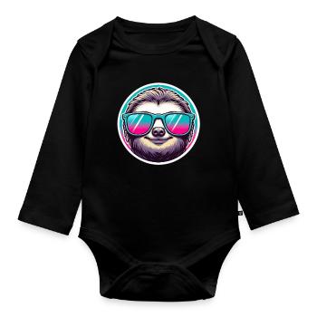 Sloth with sunglasses in pastel - Organic Longsleeve Baby Bodysuit - black - Front