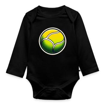 Balle de tennis Vert Jaune - Body Bébé bio manches longues - noir - Devant