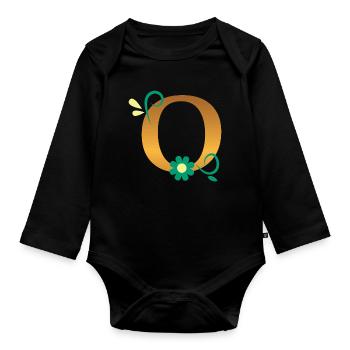 O - Organic Longsleeve Baby Bodysuit - black - Front