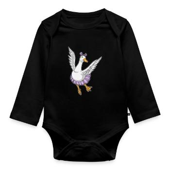 Duck Ballerina Ballet Dance - Organic Longsleeve Baby Bodysuit - black - Front
