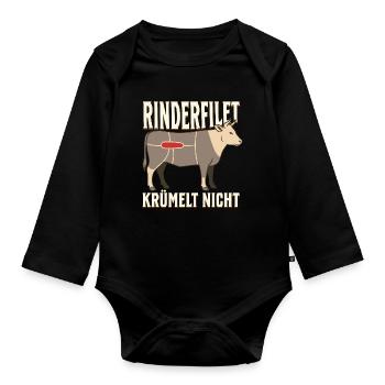 Rinderfilet krümelt nicht - Baby Bio-Langarm-Body - Schwarz - Vorne