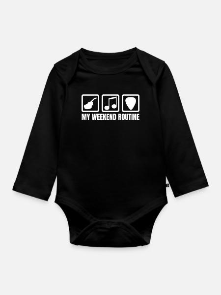 Gitarrenspieler Wochenende - Baby Bio-Langarm-Body - Schwarz