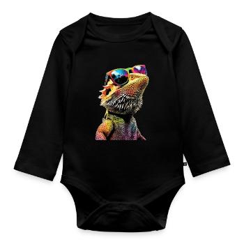 Bearded Dragon Lizard Bearded Dragon Cute Bearded Dragons - Organic Longsleeve Baby Bodysuit - black - Front