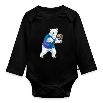 Polar Bear Volleyball Player Volleyball - Organic Longsleeve Baby Bodysuit - black - Front