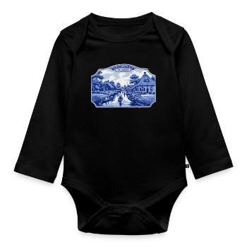 Giethoorn delft blue - Organic Longsleeve Baby Bodysuit - black - Front
