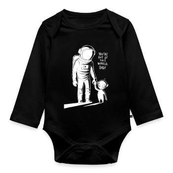 Tu es galactique, papa ! - Body Bébé bio manches longues - noir - Devant