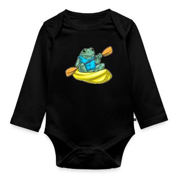 Frosch kleines Boot - Baby Bio-Langarm-Body - Schwarz - Vorne