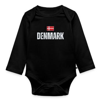 Flag of Denmark, proud Danish - Organic Longsleeve Baby Bodysuit - black - Front