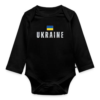 Ukrainische Flagge, Ukrainischer Stolz - Baby Bio-Langarm-Body - Schwarz - Vorne