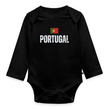 Portuguese flag, Portuguese pride - Organic Longsleeve Baby Bodysuit - black - Front