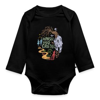 Hansel and Gretel Witch House Vintage - Organic Longsleeve Baby Bodysuit - black - Front