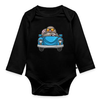 Maulwurf Auto - Baby Bio-Langarm-Body - Schwarz - Vorne