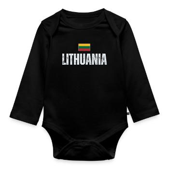 Lithuanian pride, flag of Lithuania - Organic Longsleeve Baby Bodysuit - black - Front