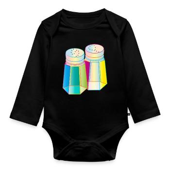 Salz & Pfeffer im Prisma-Glas – Farbenfrohe Würze - Baby Bio-Langarm-Body - Schwarz - Vorne