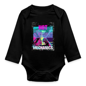 Hot Mechanics – Neon Monkey Garage Design - Organic Longsleeve Baby Bodysuit - black - Front