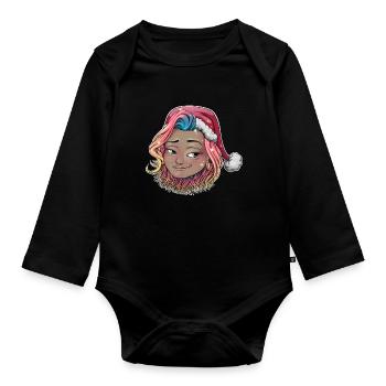 Skurrile Urlaubsmädchen Illustration - Baby Bio-Langarm-Body - Schwarz - Vorne