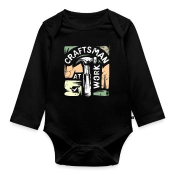 Logo vintage Craftsman - Bricoleur et Bricoleur - Body Bébé bio manches longues - noir - Devant
