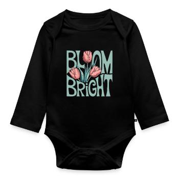 Bloom Bright Tulpen Illustration Frühlingshaftes - Baby Bio-Langarm-Body - Schwarz - Vorne