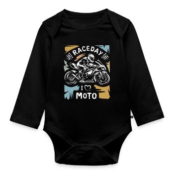 Motorcycle Racing vintage - Moto Raceday Symbol - Body Bébé bio manches longues - noir - Devant