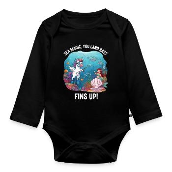 Magie de la mer avec Licorne - Body Bébé bio manches longues - noir - Devant