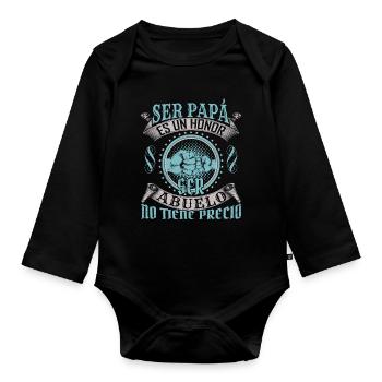 Ehrung des individuellen T-Shirt-Designs für Väter - Baby Bio-Langarm-Body - Schwarz - Vorne