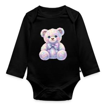 Coquette Ours Pailleté 🧸 - Body Bébé bio manches longues - noir - Devant