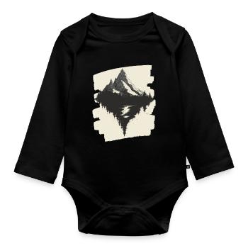 Mountains Climbing Climbers Hiking - Organic Longsleeve Baby Bodysuit - black - Front