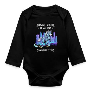 Le parcours de la licorne cybernétique - Body Bébé bio manches longues - noir - Devant