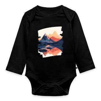 Mountains Climbing Climbers Hiking - Organic Longsleeve Baby Bodysuit - black - Front