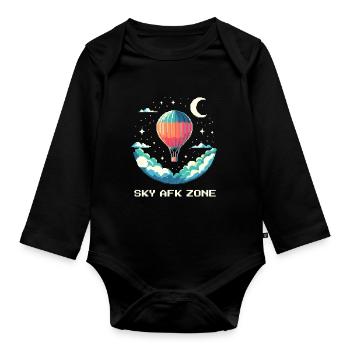AFK im Himmel | Ballonfahrt Ruhe Thermik Luft Höhe - Baby Bio-Langarm-Body - Schwarz - Vorne