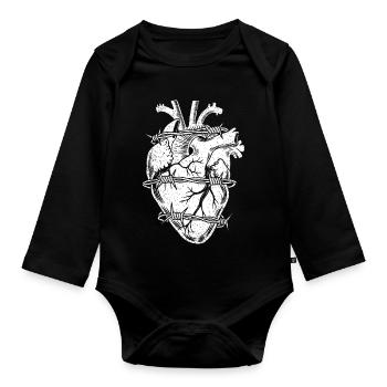 Barbed Wire Heart - Organic Longsleeve Baby Bodysuit - black - Front
