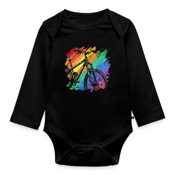 Lebendiger Fahrrad-Kunstdruck - Baby Bio-Langarm-Body - Schwarz - Vorne