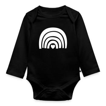Regenbogen Rainbow - Organic Longsleeve Baby Bodysuit - black - Front