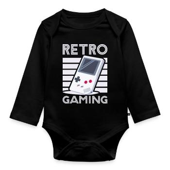 Retro Gaming 1 von Helfspawn - Baby Bio-Langarm-Body - Schwarz - Vorne