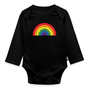 Regenbogenfarben Pride Month LGBTQ+ Grunge Textur - Baby Bio-Langarm-Body - Schwarz - Vorne