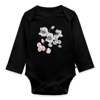 Vrille de fleur - Body Bébé bio manches longues - noir - Devant