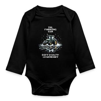 IRL Farming | Difficulty: Legendary - Organic Longsleeve Baby Bodysuit - black - Front